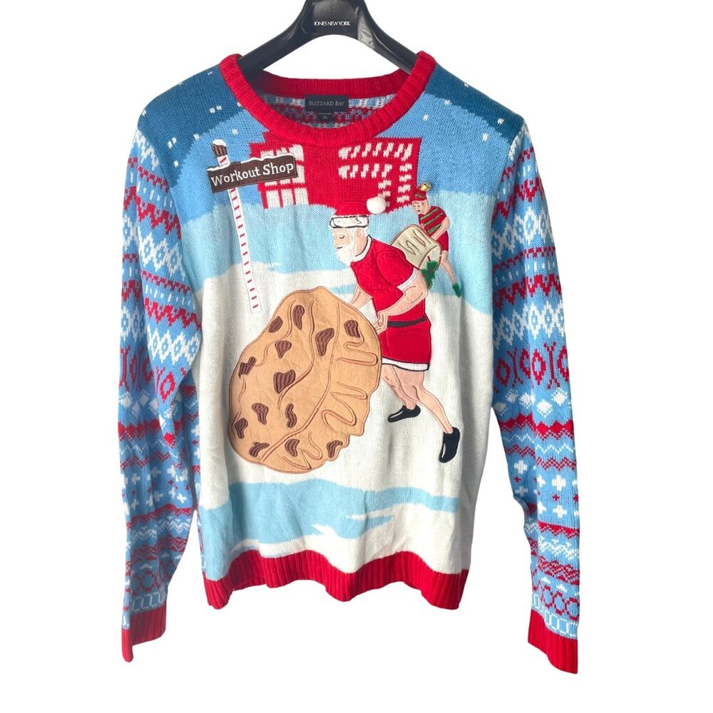 Blizzard Bay Ugly Christmas Sweater Men's XL Embroidered Gym Workout Fitness